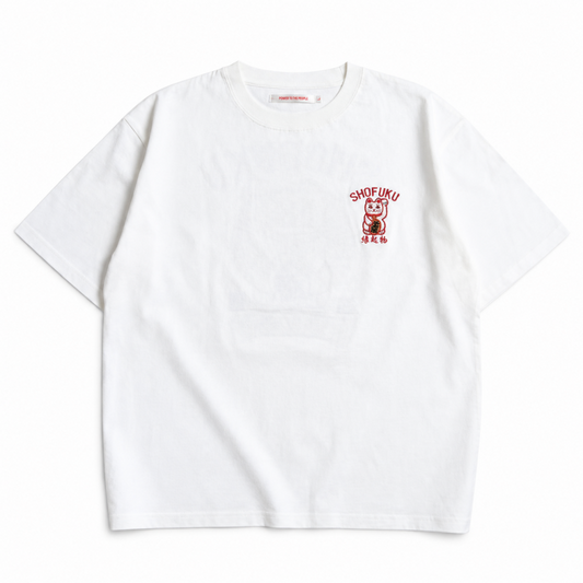 POWER TO THE PEOPLE MANEKINEKO 刺繍Tシャツ WHITE