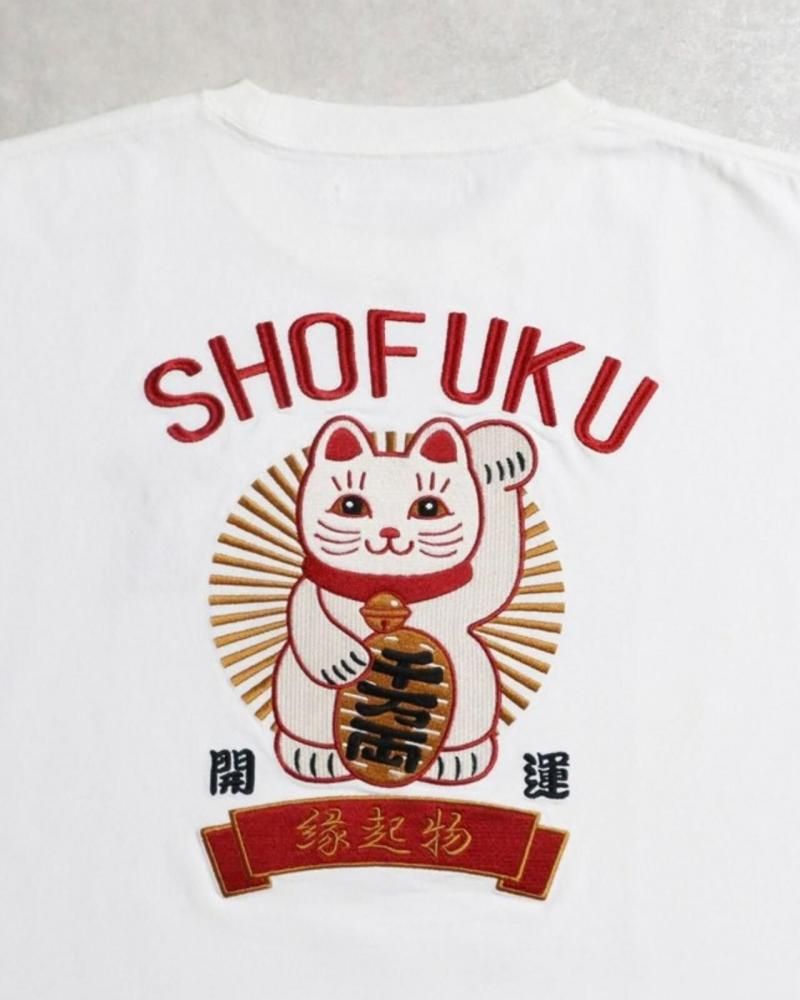 POWER TO THE PEOPLE MANEKINEKO 刺繍Tシャツ WHITE