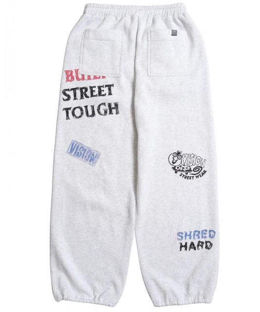 VISION STREET WEAR 裏起毛 ラクガキ総柄スウェットパンツ Gray