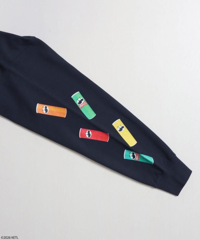 PRINGLES プリングルズ 袖プリント FRONT刺繍スウェット Navy