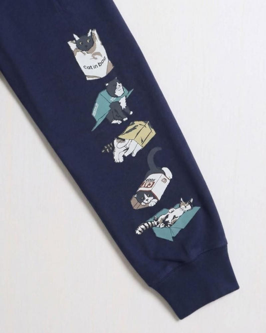 POWER TO THE PEOPLE 猫袖プリントロンT Navy