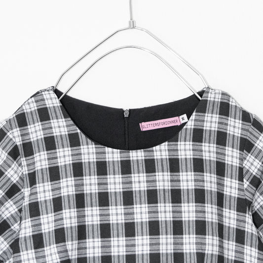 Glitters For Dinner Black & Grey Tartan Baby Doll Dress Tartan Check Dress BLACK