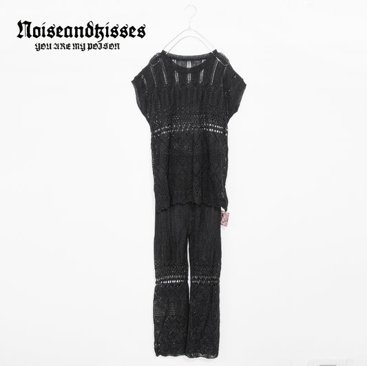 クロシェ 鍵編み セットアップ BLACK