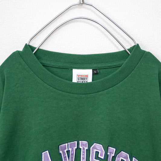 VISION STREET WEAR ヘビーウェイトサテンワッペントレーナー GREEN グリーン 緑