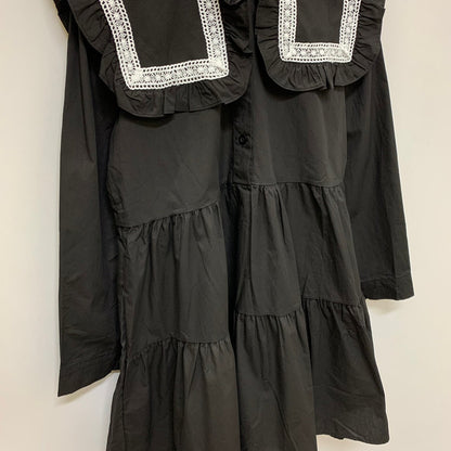 ビッグフリルカラー ティアードミニワンピース BLACK