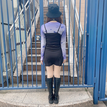 シャーリングキャミワンピース BLACK