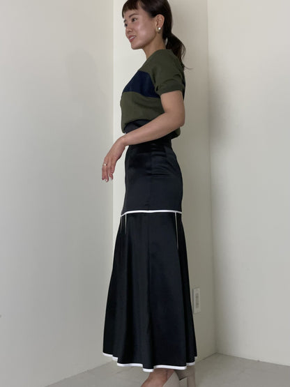 doll up oops ハイウエストパイピングスカート BLACK WHITE