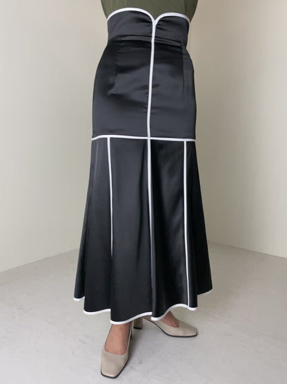 doll up oops ハイウエストパイピングスカート BLACK WHITE