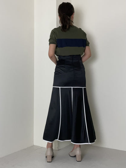 doll up oops ハイウエストパイピングスカート BLACK WHITE