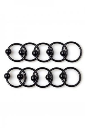 Stainless Steel Captive Beads Ring Body Pierce BLACK