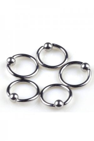 Stainless Steel Captive Beads Ring Body Pierced Earrings SILVER