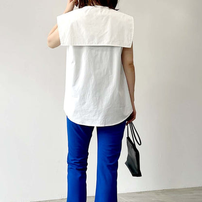 ブロードセーラーカラー ノースリーブ ブラウス WHITE