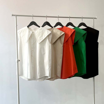 ブロードセーラーカラー ノースリーブ ブラウス WHITE