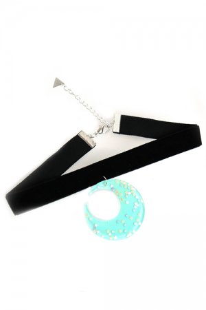 XTS Mint Moon Velvet Choker - YOUAREMYPOISON