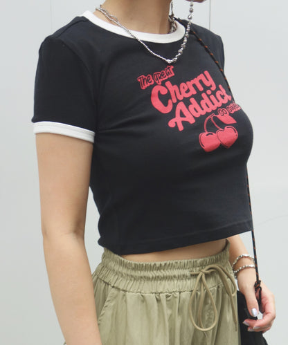 Cherry Ringer Chibi T-shirt BLACK
