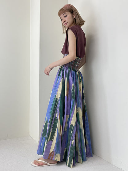 Titilate Valet(TEVALT) オリジナルペイント柄ウェストシャーリングスカート