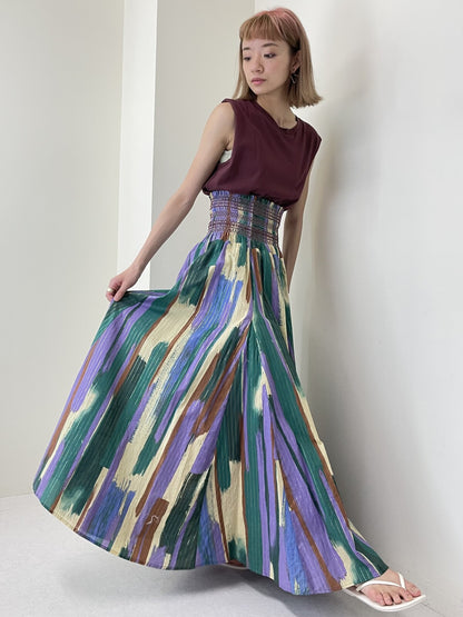 Titilate Valet(TEVALT) オリジナルペイント柄ウェストシャーリングスカート