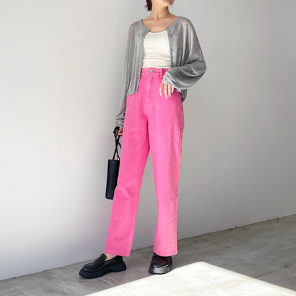 Color Twill Straight Pants PINK