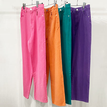 Color Twill Straight Pants PINK
