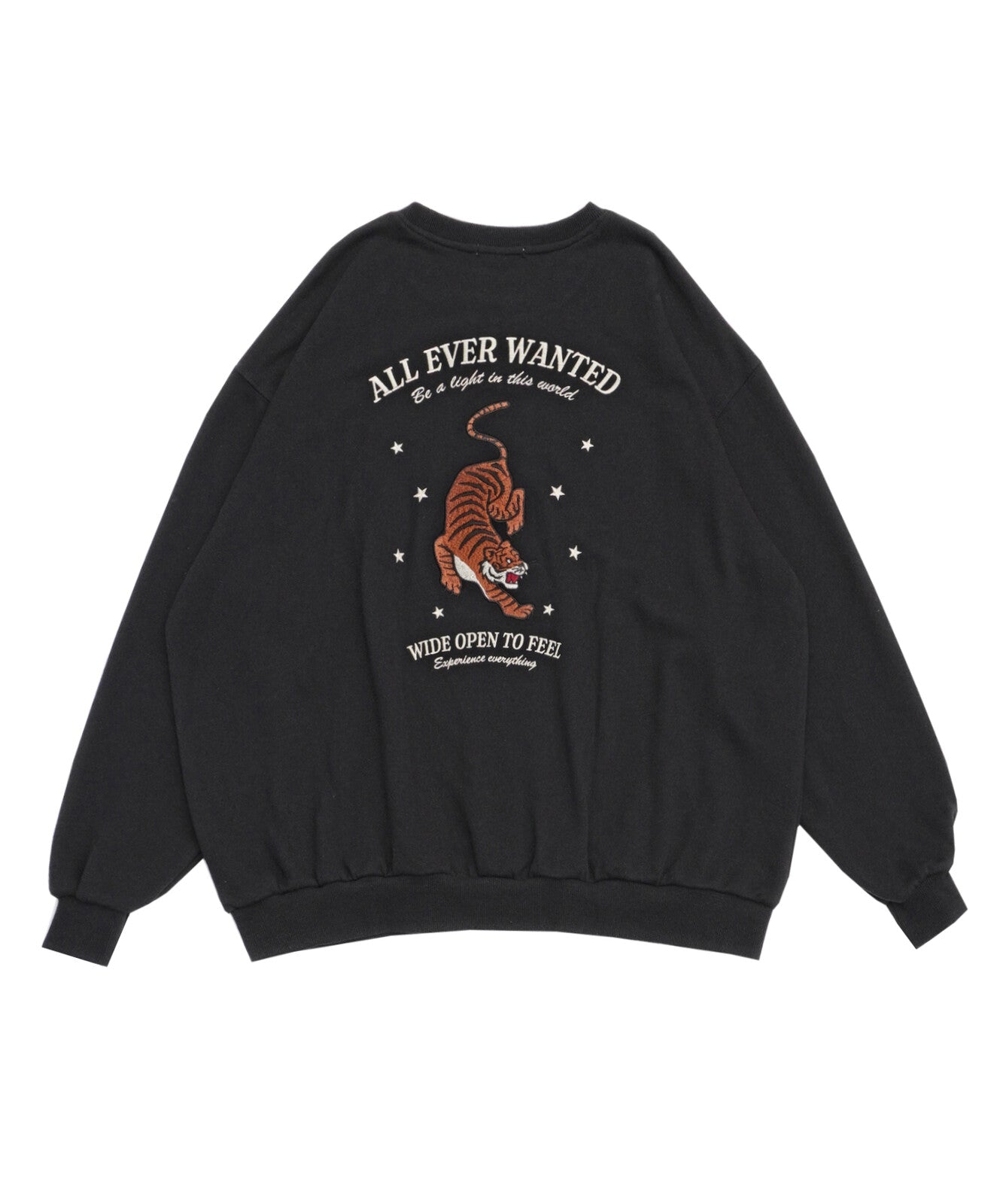 Tiger Embroidery BIG Fleece Sweatshirt BLACK