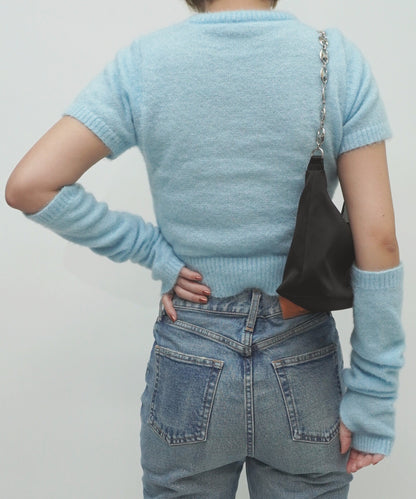 フェザーモール半袖アームウォーマー付 Tシャツ BLUE