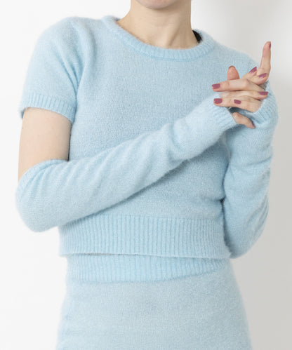フェザーモール半袖アームウォーマー付 Tシャツ BLUE
