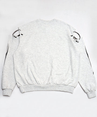 トライバル プリント 裏毛プルオーバー スウェットトップ GRAY