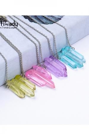 【会員限定0円】Triple Mini Color Stone ネックレス BLUE