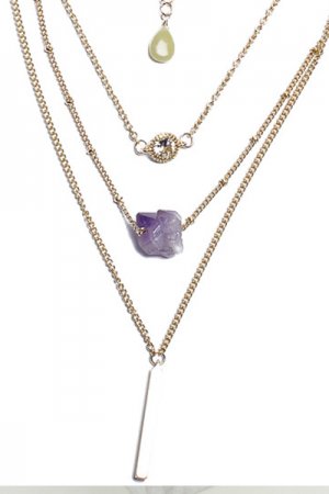 Stone Crystal 4 Line Necklace