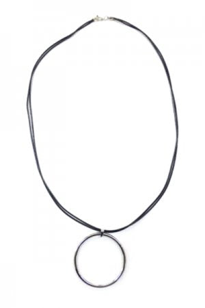 O-Ring Fake Leather Necklace SILVER