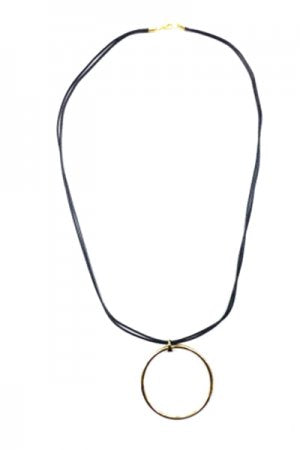 O-Ring Fake Leather Necklace GOLD