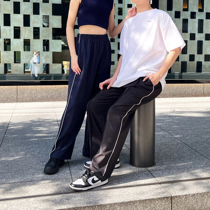 ユニセックスジャージラインパンツ BLACK