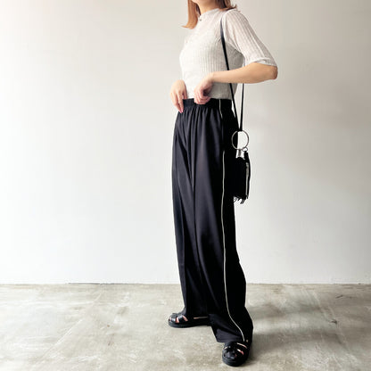 ユニセックスジャージラインパンツ BLACK