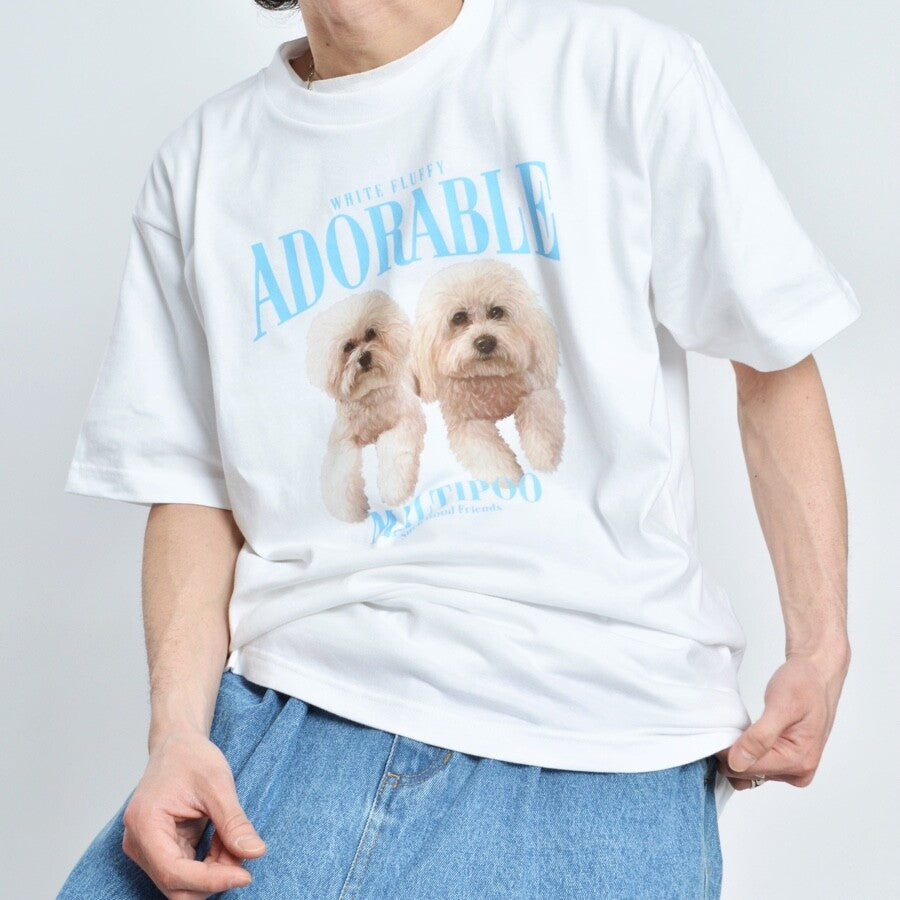アニマルプリント Tシャツ DOG WHITE
