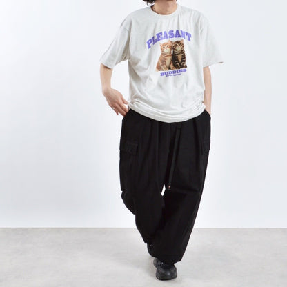 アニマルプリント Tシャツ CAT OATMEAL