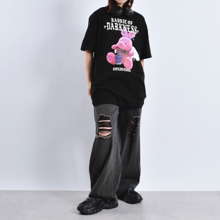 Animal Print T-Shirt RABBIT BLACK PINK