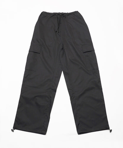 Plain polyester twill cargo pants BLACK