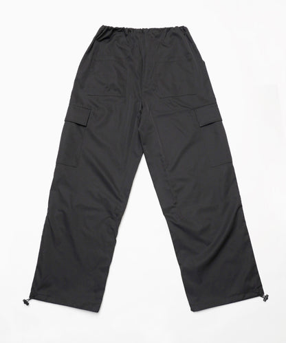 Plain polyester twill cargo pants BLACK