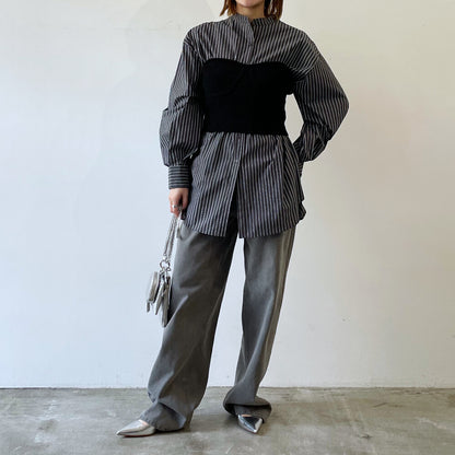 ニット ストレッチ ビスチェ BLACK