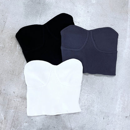 ニット ストレッチ ビスチェ BLACK