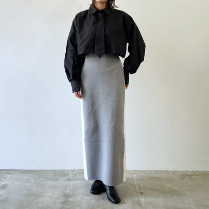 ブロードネクタイ付きショート丈シャツ BLACK