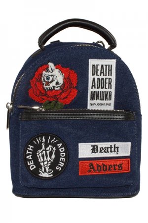 MISHKA DENIM PATCH MINI BACKPACK - YOUAREMYPOISON