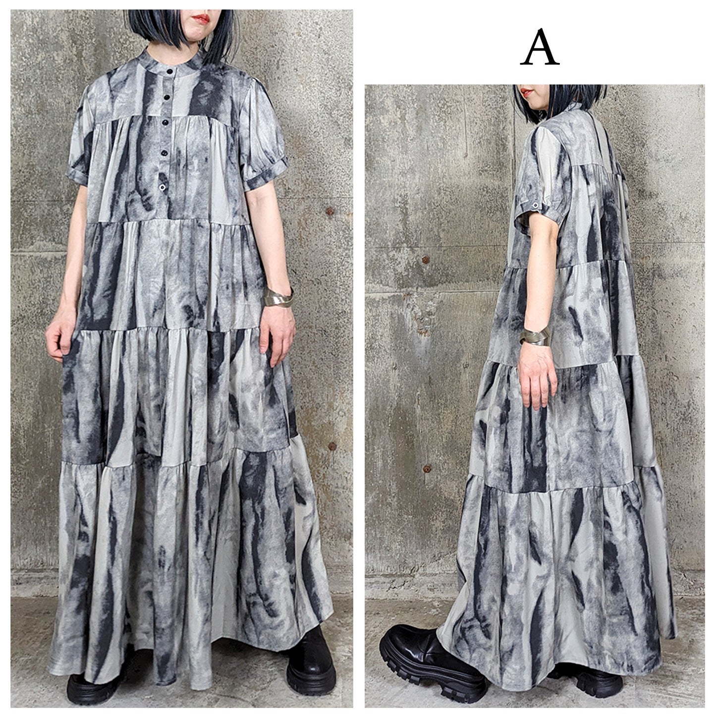 RooM404 Mode Print Long Shirt Dress Dark Marble