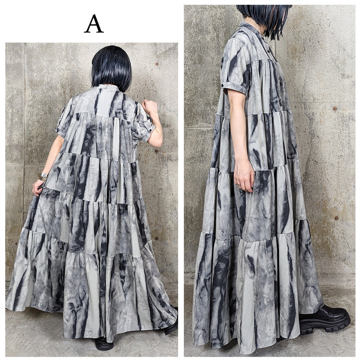 RooM404 Mode Print Long Shirt Dress Dark Marble