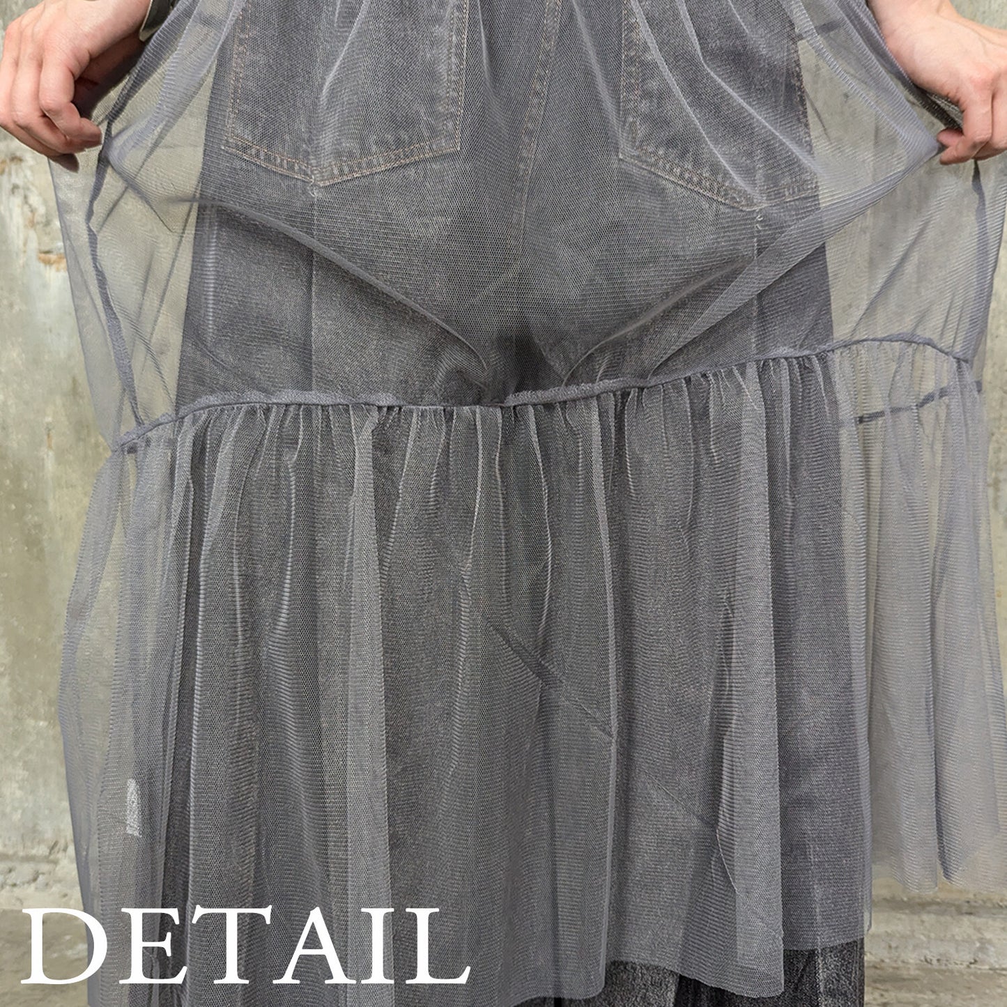 RooM404 Sheer Tulle Long Vest Dress GRAY