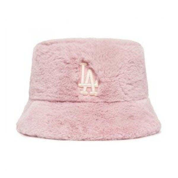 MLB Korea フェイクファー ロゴ バケットハット PINK