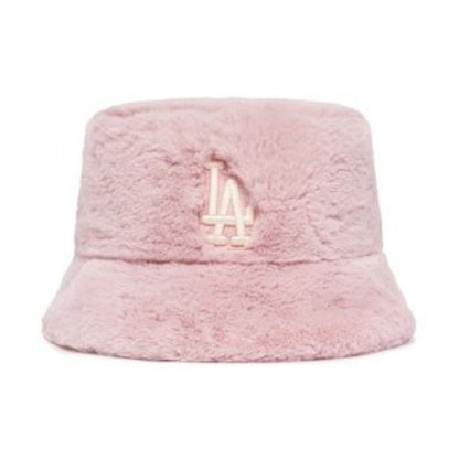 MLB Korea Faux Fur Logo Bucket Hat PINK