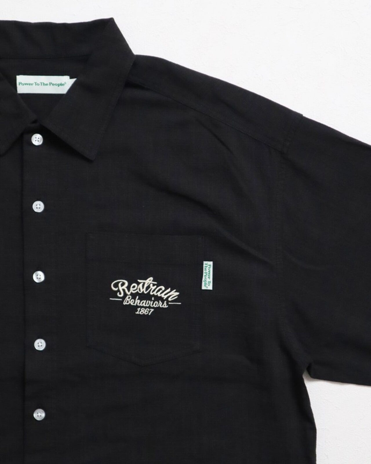 POWER TO THE PEOPLE Tiger-like Hemp Embroidered Shirt BLACK