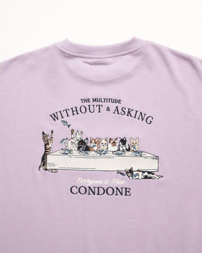 POWER TO THE PEOPLE ディナー猫刺繍スウェット PURPLE