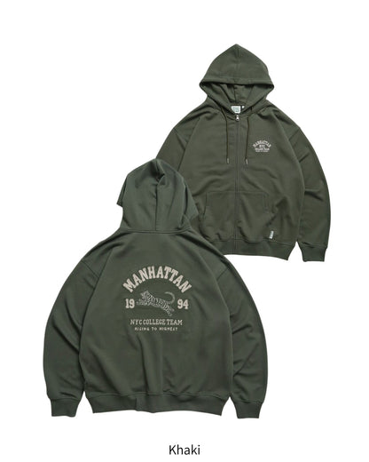 POWER TO THE PEOPLE カレッジロゴ虎ジップパーカー KHAKI